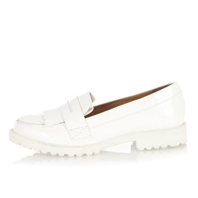 White cleated sole loafers
